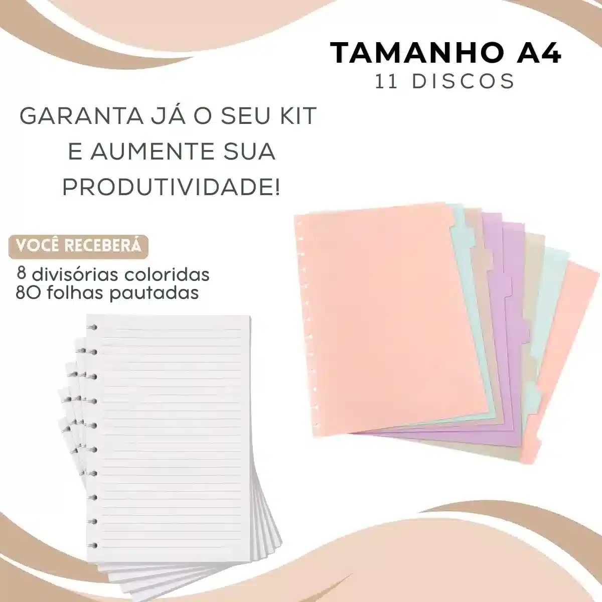 Kit Refil Caderno Inteligente 80 Folhas + 8 Divisórias A4