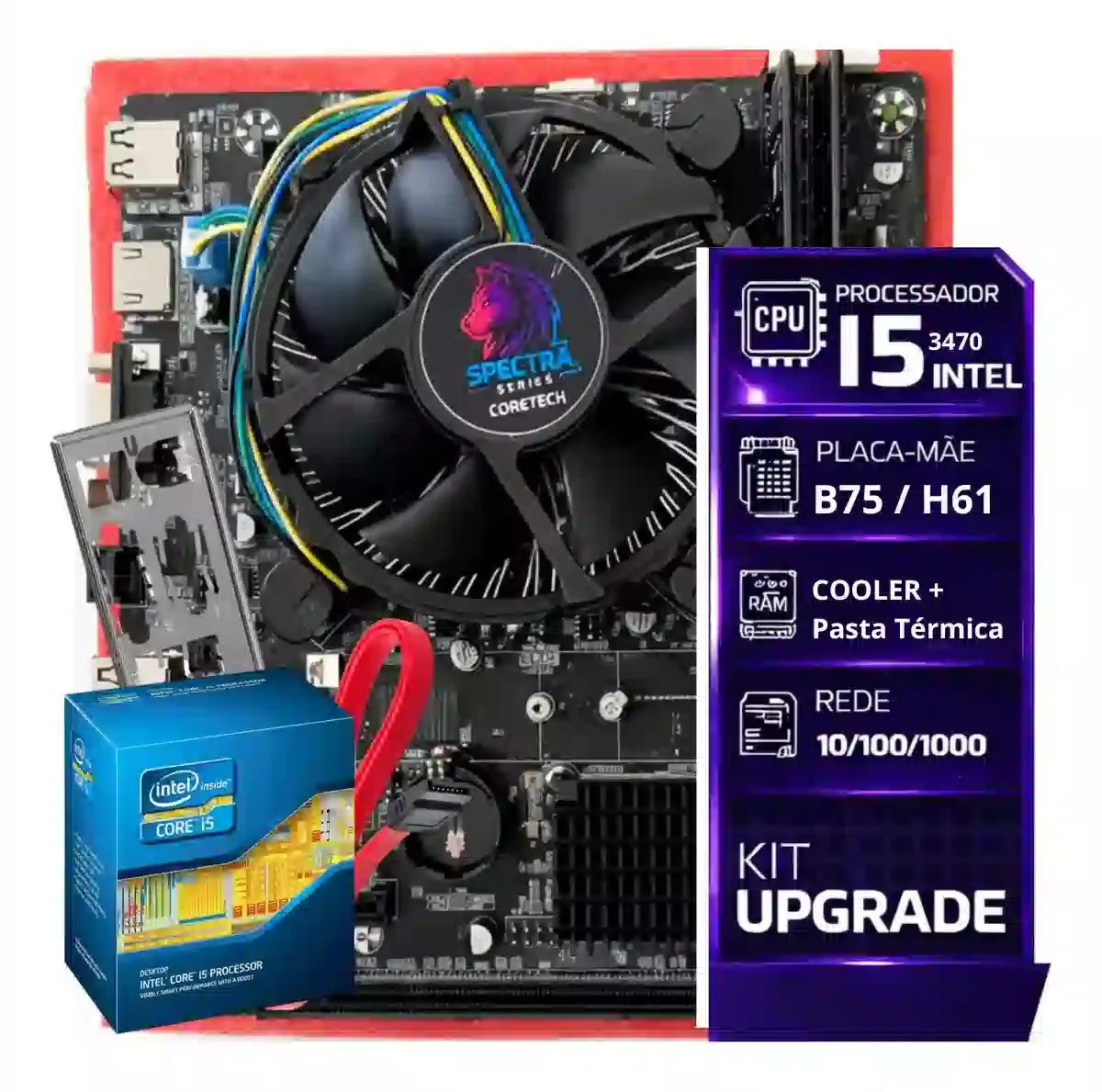 Kit Upgrade Intel I5-3470 + Cooler + Placa Mãe Coretech