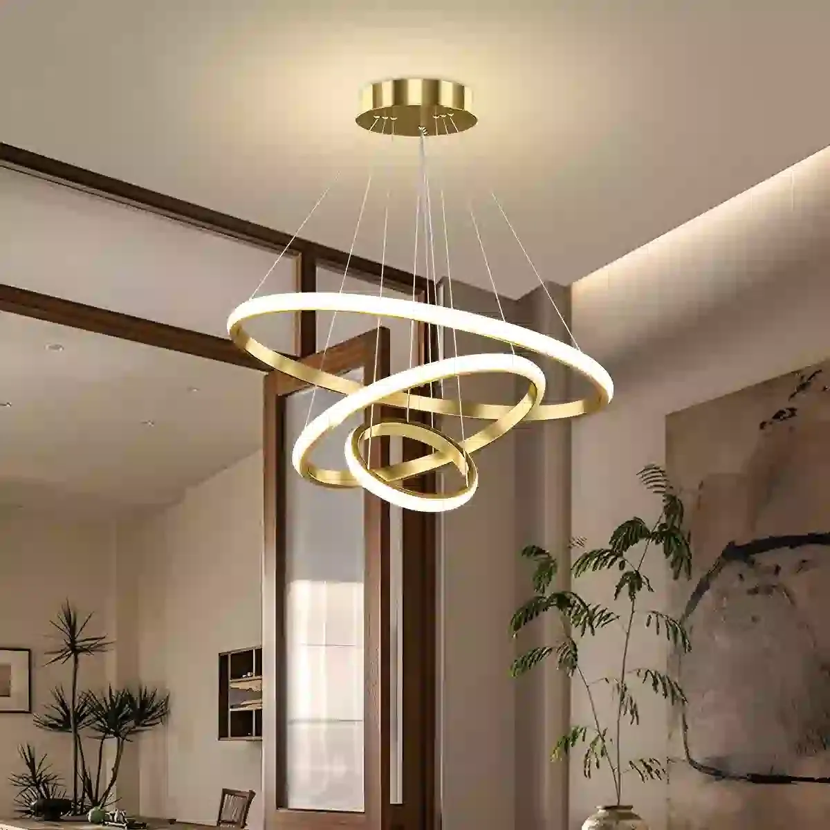 Luminaria Lustre Led Sala Moderno 60w, 3 Arcos Pendente Luminária Teto