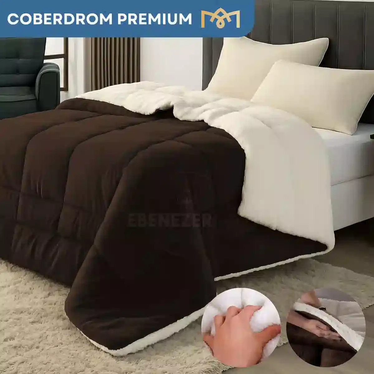 Coberdrom Cobertor Casal Queen Edredom Super Macio Toque Aveludado Dupla Face Hotel Premium Luxo Cor Tabaco